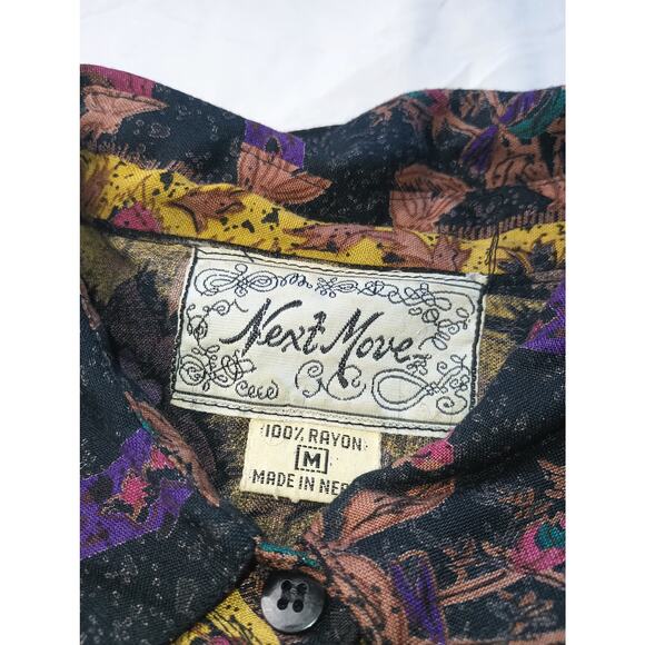 Next Move Button Down Blouse Made in Nepal Beautiful Bold Women Medium VTG - Picture 3 of 5